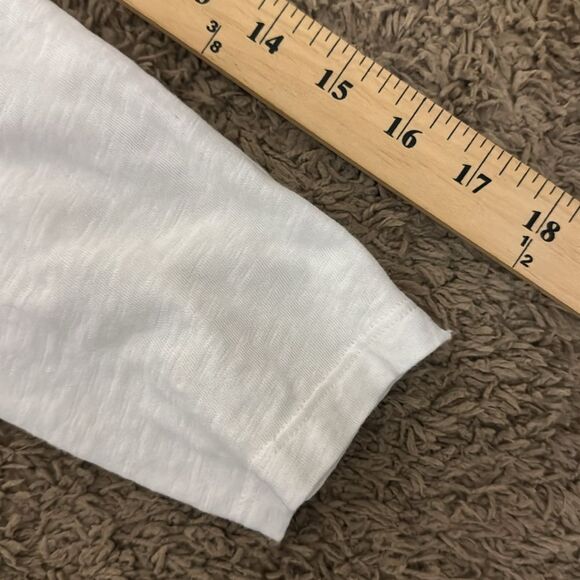 Talbots White Cotton Purple Embroidered Neckline 3/4 Sleeves sz Small Boho Chic - Picture 8 of 9